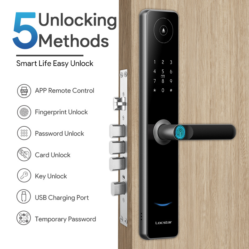 Security Cerradura Digital Fechadura Electronic Biometric Outdoor Ttlock Intelligent Smart Keyless Entry Door Lock With Wifi