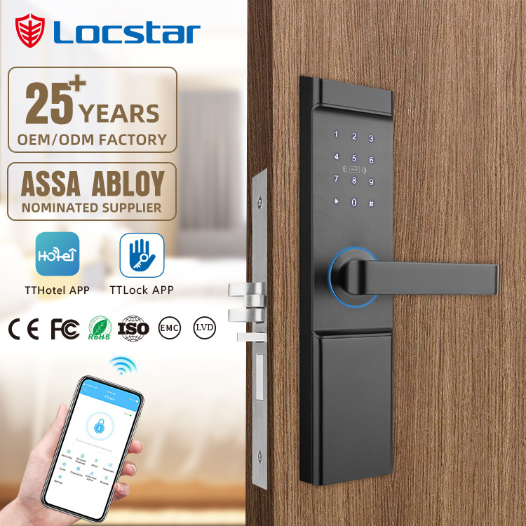 Locstar TTlock Hotel Rfid Smart Door Lock System With Password And Key Unlock Management Software