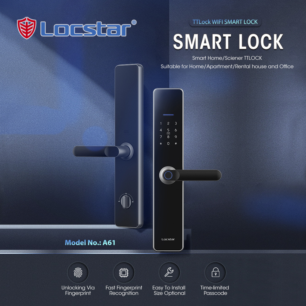 Locstar Cerraduras Inteligentes Electric Digital Fingerprint Waterproof Outdoor Indoor TTlock Smart Door Lock For Aluminium Door