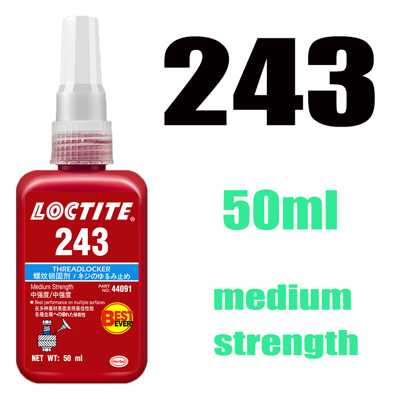 10/50/250ml LOCTITER 243 blue Anaerobic thread locking agent Screw sealant Medium strength sealing anti loose metal adhesive 243