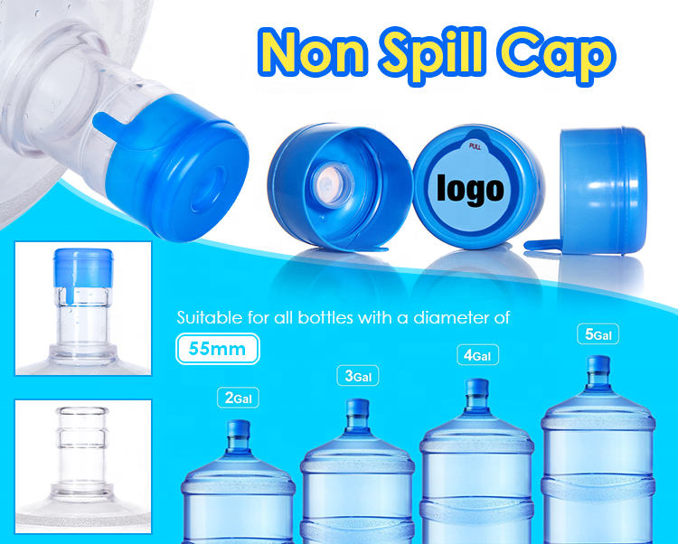 LT suppliers Disposable Plastic Lid 20L 19 Liter smart lids 55mm Non-spill Plastic PE 5 Gallon Water Bottle Caps made in china