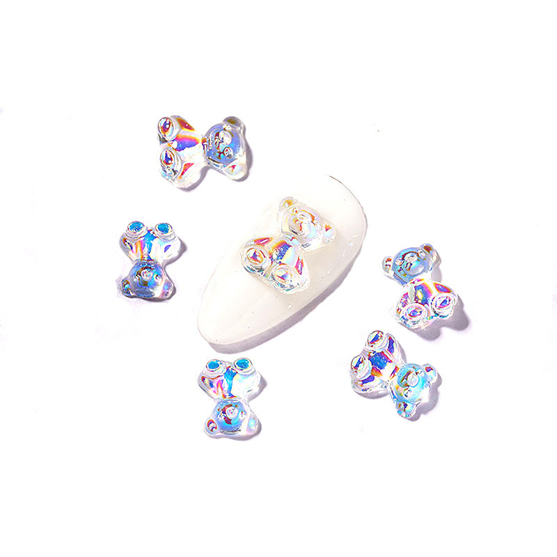 Net celebrity same bear nail art jewelry diamond three-dimensional aurora crystal glue resin phantom color