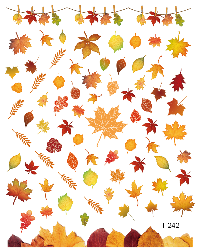 New Autumn Maple Leaf Series Nail Art Stickers Decorations 3d Adhesive Salon Beauty Nail Stickers