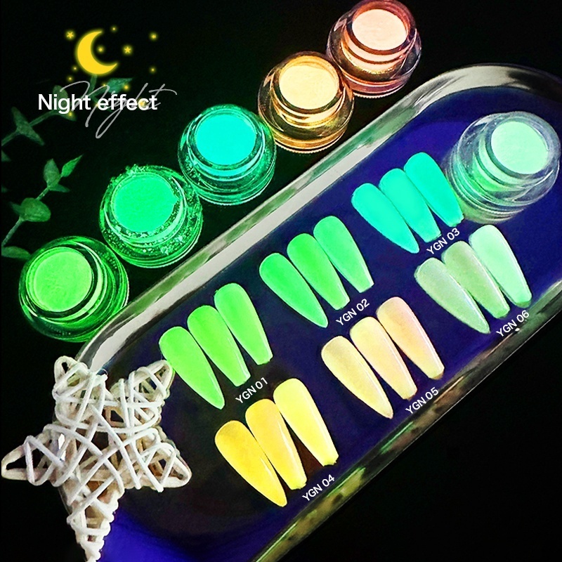 Brilliant Neon Color Glow In The Dark Powder Luminous Pigment Nail Chrome Powder Young Nails Acrylic Powder