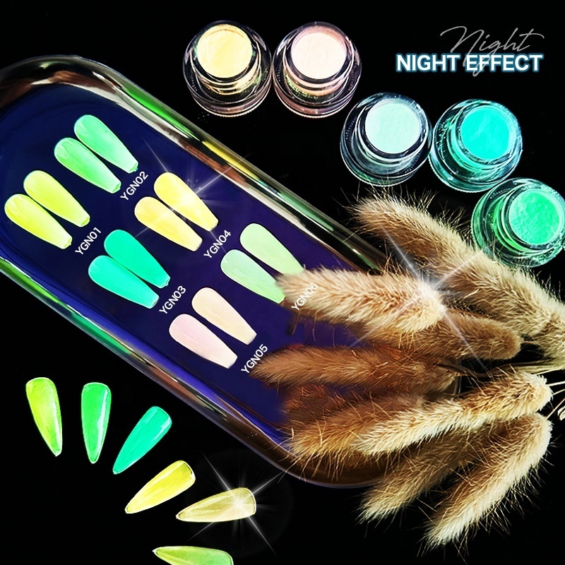 Brilliant Neon Color Glow In The Dark Powder Luminous Pigment Nail Chrome Powder Young Nails Acrylic Powder