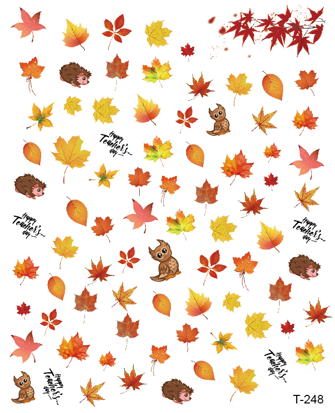 New Autumn Maple Leaf Series Nail Art Stickers Decorations 3d Adhesive Salon Beauty Nail Stickers