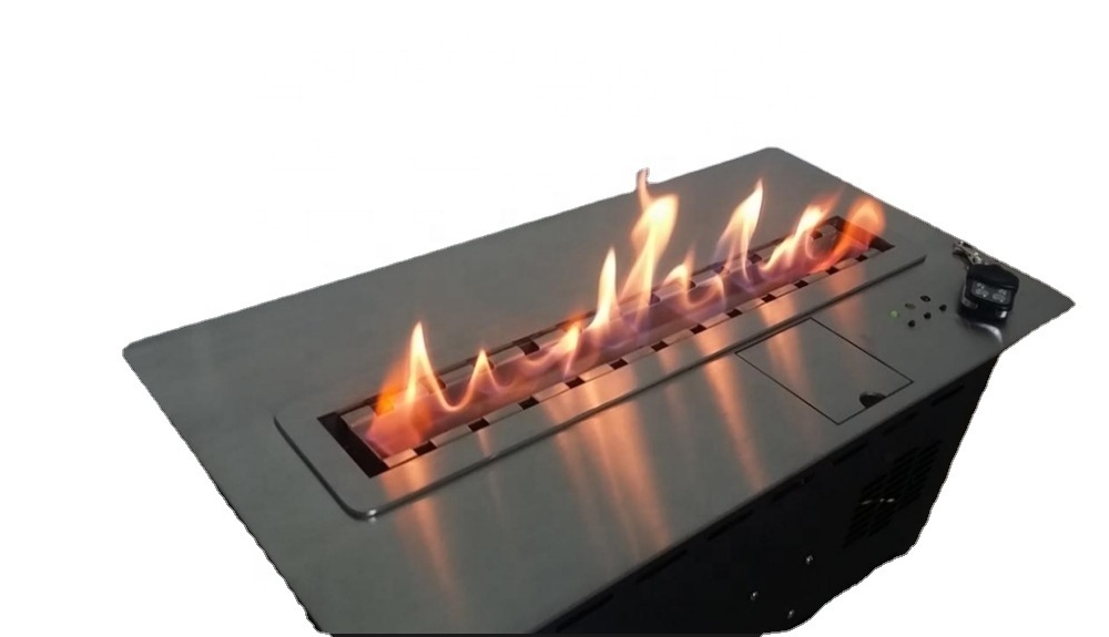 Modern 50 cm 304 Stainless Steel Bio Ethanol Fireplace Smart Insert with Remote Control for Indoor Use