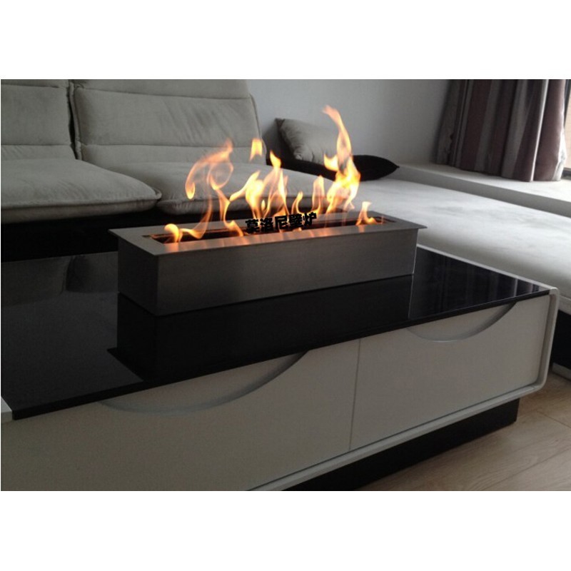 20-Inch Modern Design Manual Bio Ethanol Fireplace Stainless Steel Smokeless Indoor Insert with Remote Control for Villas