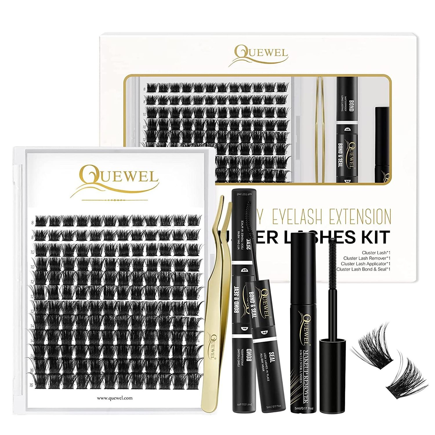 Quewel DIY Segment Cluster Lash Bond and Seal Remover Supplies Customize Long Lasting Waterproof Lash Extention Glue