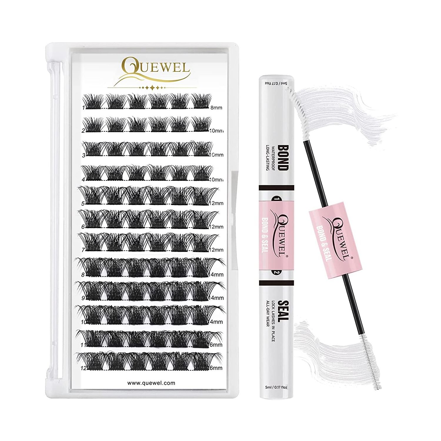 Quewel DIY Segment Cluster Lash Bond and Seal Remover Supplies Customize Long Lasting Waterproof Lash Extention Glue