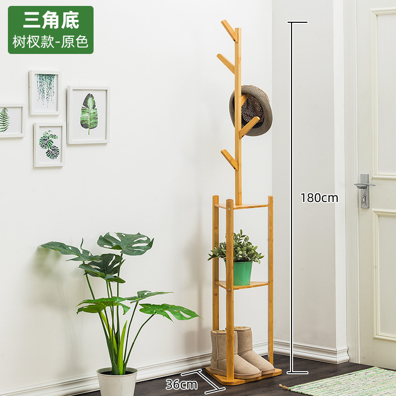 Hall Clothes Holder Handbag Scarves Hat Hanger Organizer Standing Tree Freestanding Wooden Coat Rack With 9 Hooks