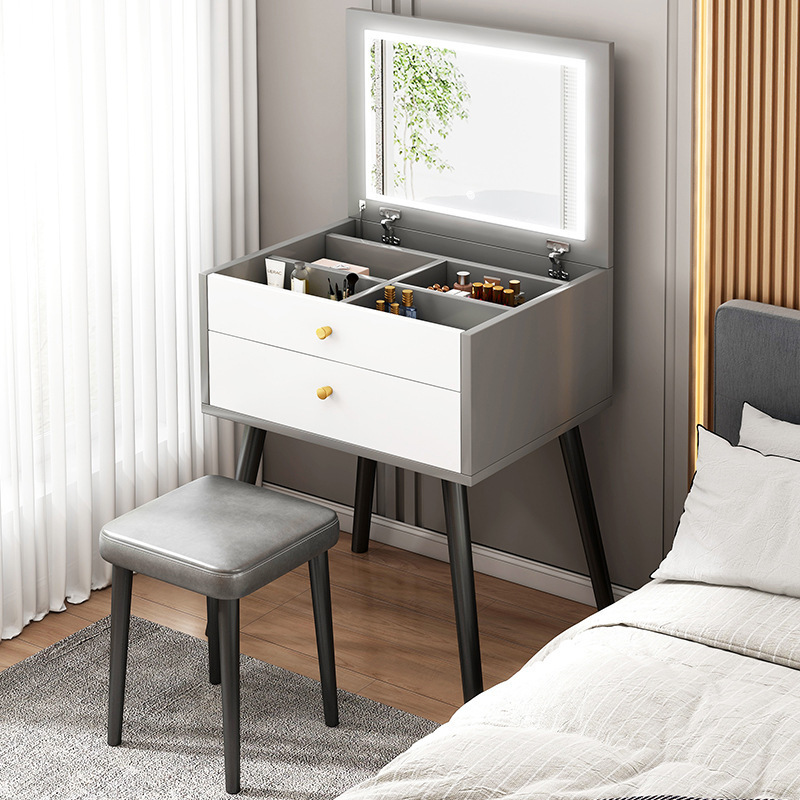 High End Luxury Style Bedroom Furniture Storage Girls Dresser Modern European Make Up Nordic Dressing Table With Mirror