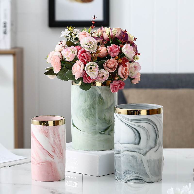 Wholesale marble design ceramic flower vase