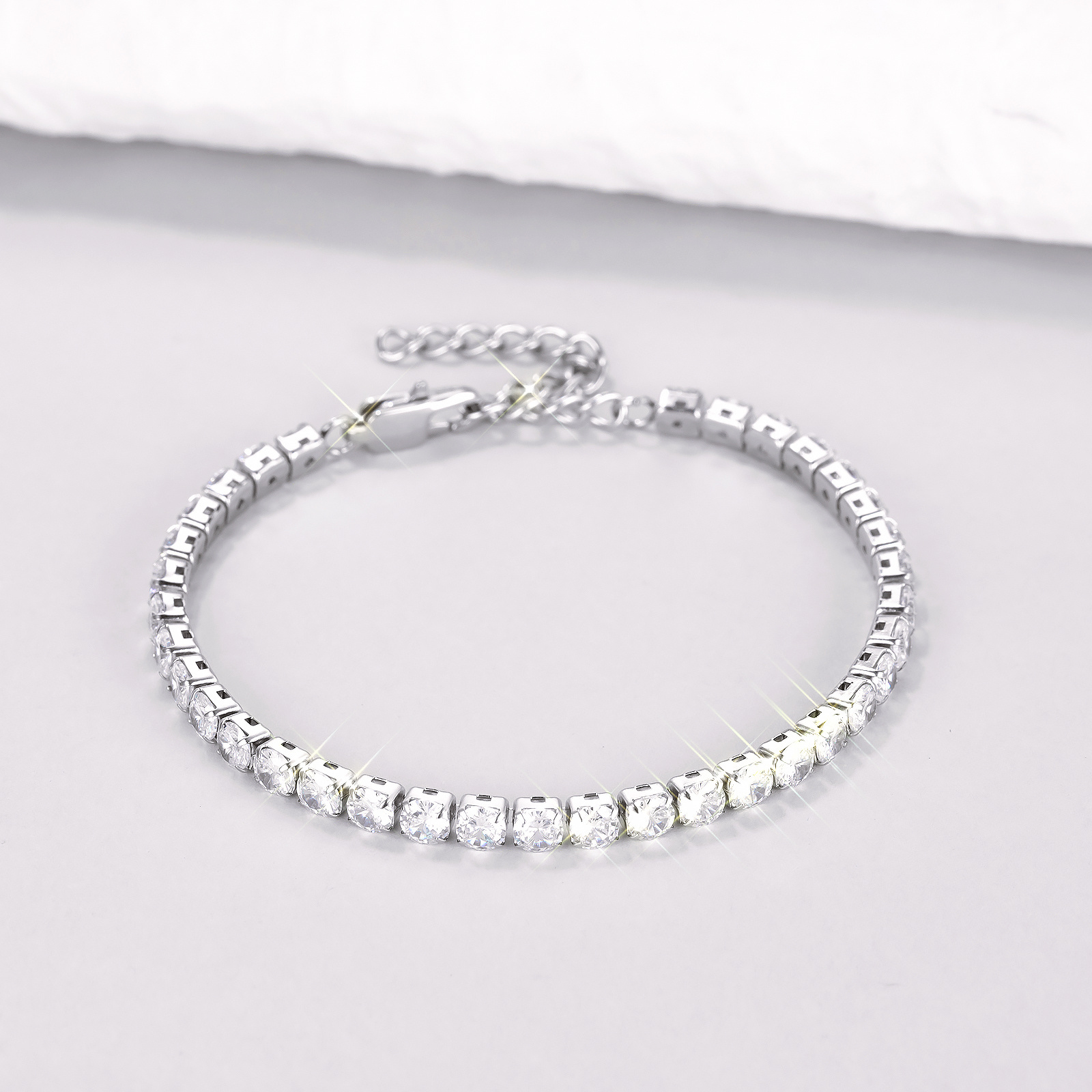 Classic Design VVS Cubic Zirconia 3.6mm Universal Fashion Hip Hop Stainless Steel CZ Tennis Bracelet