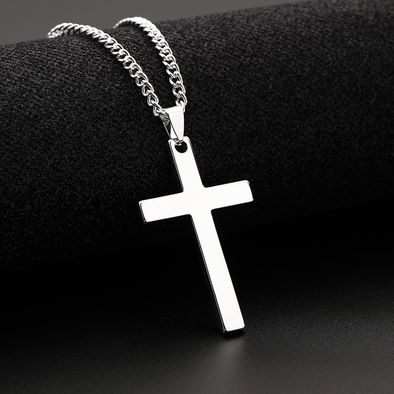 Fashion high polish stainless steel men titanium steel pendant jewelry cross necklace