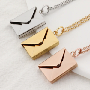 2024 Personalized Stainless Steel Women Jewelry Necklace Letter Locket Pendant Envelope Necklace Pendant