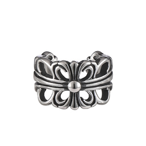 Punk Vintage Stainless Steel Jewelry For Men Women Crusader Scout Flower Open Ring