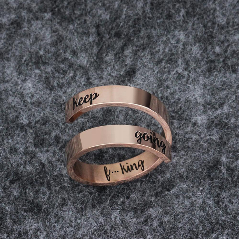 Versatile  Birthday Gift For Friend Jewelry Adult Keep Going Ring Adjustable Double Layer Stainless Steel Rings