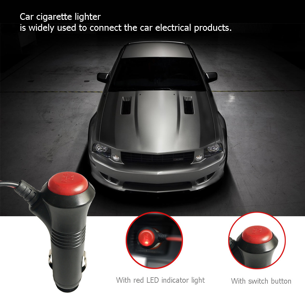 Car Charger automotive Cigarette Lighter Adapter Plug Cord With ON/OFF Switch to DC5.5*2.1mm cable