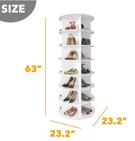 Spinning Shoe Display  Revolving 360 Shoe Rack Storage Round Carousel, Vertical Handbag Rotate Shoes Closet Organization