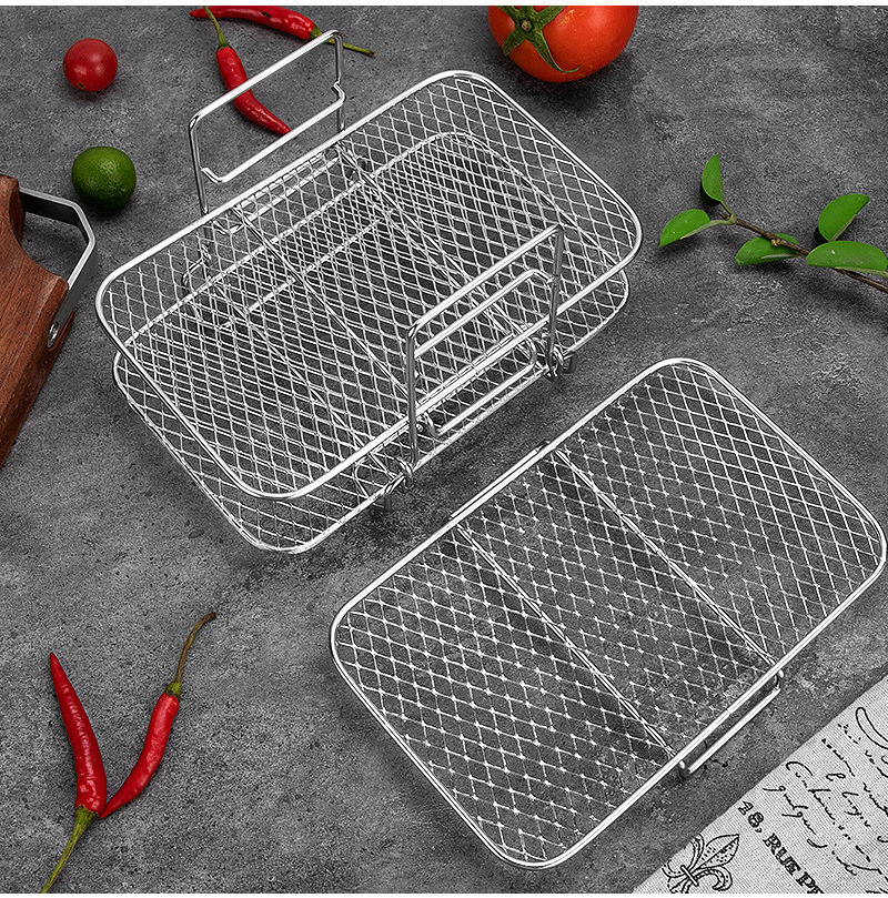 304 stainless steel barbecue air fryer accessories Three layers of stainless steel square grid