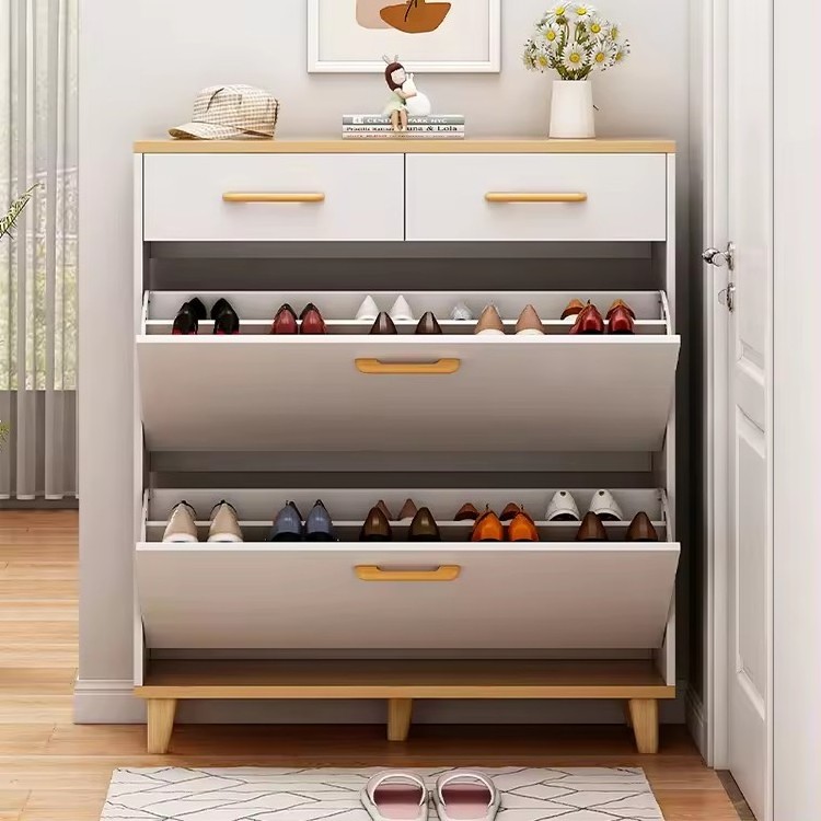 wooden Shoe cabinet multiple shelves and compartments ample space store shoe