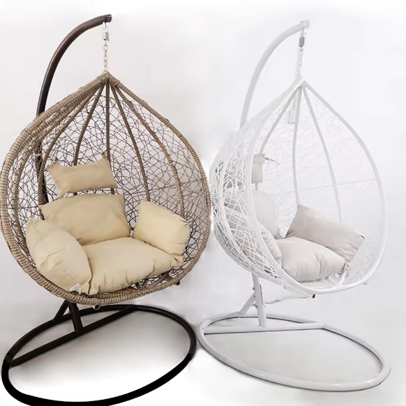 light luxury design style Modern Egg shape chair outdoor furniture garden wicker Rattan Hanging Patio egg swing chair with stand