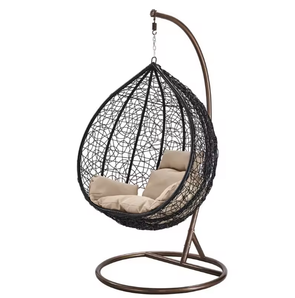 light luxury design style Modern Egg shape chair outdoor furniture garden wicker Rattan Hanging Patio egg swing chair with stand