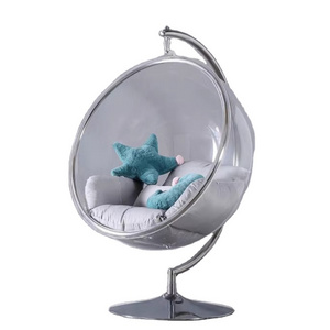 Modern indoor white avec support clear glass acrylic hanging ball swing bubble accent bubble chairs for home