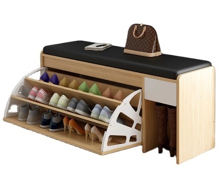 Shoe shelf household shoe changing stool indoor and stool integrated Shoe Bench with Flip Top Storage Space