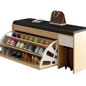 Shoe shelf household shoe changing stool indoor and stool integrated Shoe Bench with Flip Top Storage Space