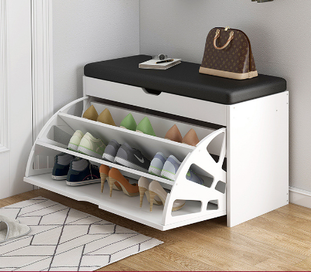 Shoe shelf household shoe changing stool indoor and stool integrated Shoe Bench with Flip Top Storage Space