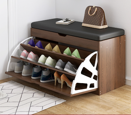 Shoe shelf household shoe changing stool indoor and stool integrated Shoe Bench with Flip Top Storage Space