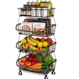 Wholesale multistory kitchen metal rolling storage craft shelves with drawer baskets and bathroom living room wheels