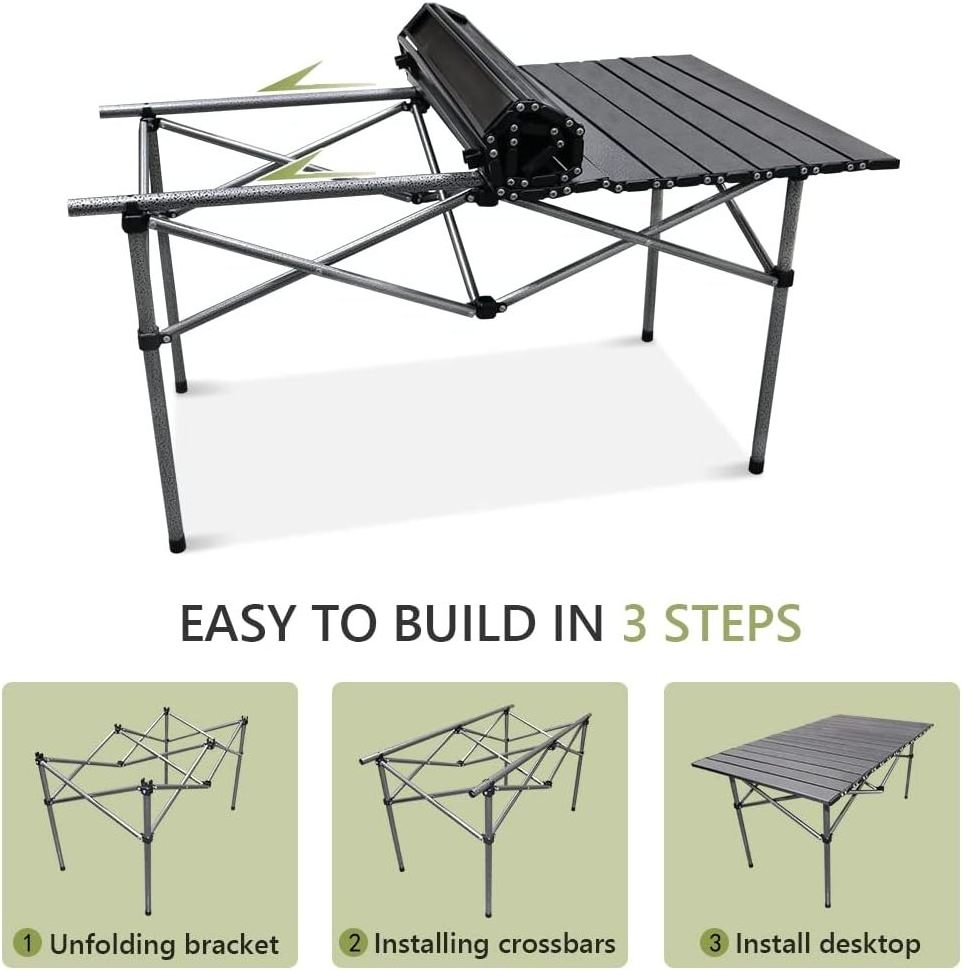 4 Chairs 1 Folding Outdoor Camping Picnic Tables for Hiking, Party, BBQ, RV Travel. All-in-one Storage Bag