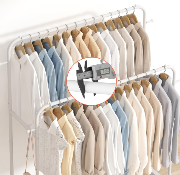 Double pole clothing racks with wheels clothes hangers floor-to-ceiling drying rack wholesale bedroom