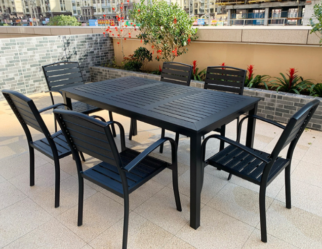 Outdoor tables and chairs courtyard leisure dining table chair combination balcony garden terrace plastic wood tables and chairs