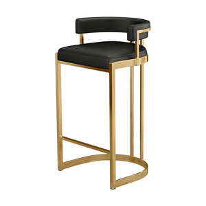 Hot sales Metal Bar Stool Breakfast High Stool with PU Leather Soft Padded Chairs with Back Rest Kitchen Island Counter Chairs