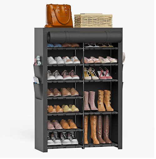 Shoe Rack with Covers Shoe and Boot Storage Cabinet 8 Tier 28-35 Pairs Shoe Rack Organizer for Entryway Closet Garage