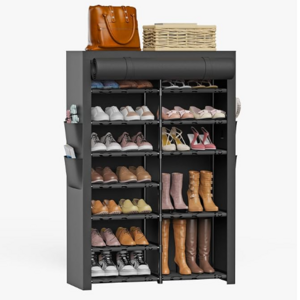 Shoe Rack with Covers Shoe and Boot Storage Cabinet 8 Tier 28-35 Pairs Shoe Rack Organizer for Entryway Closet Garage