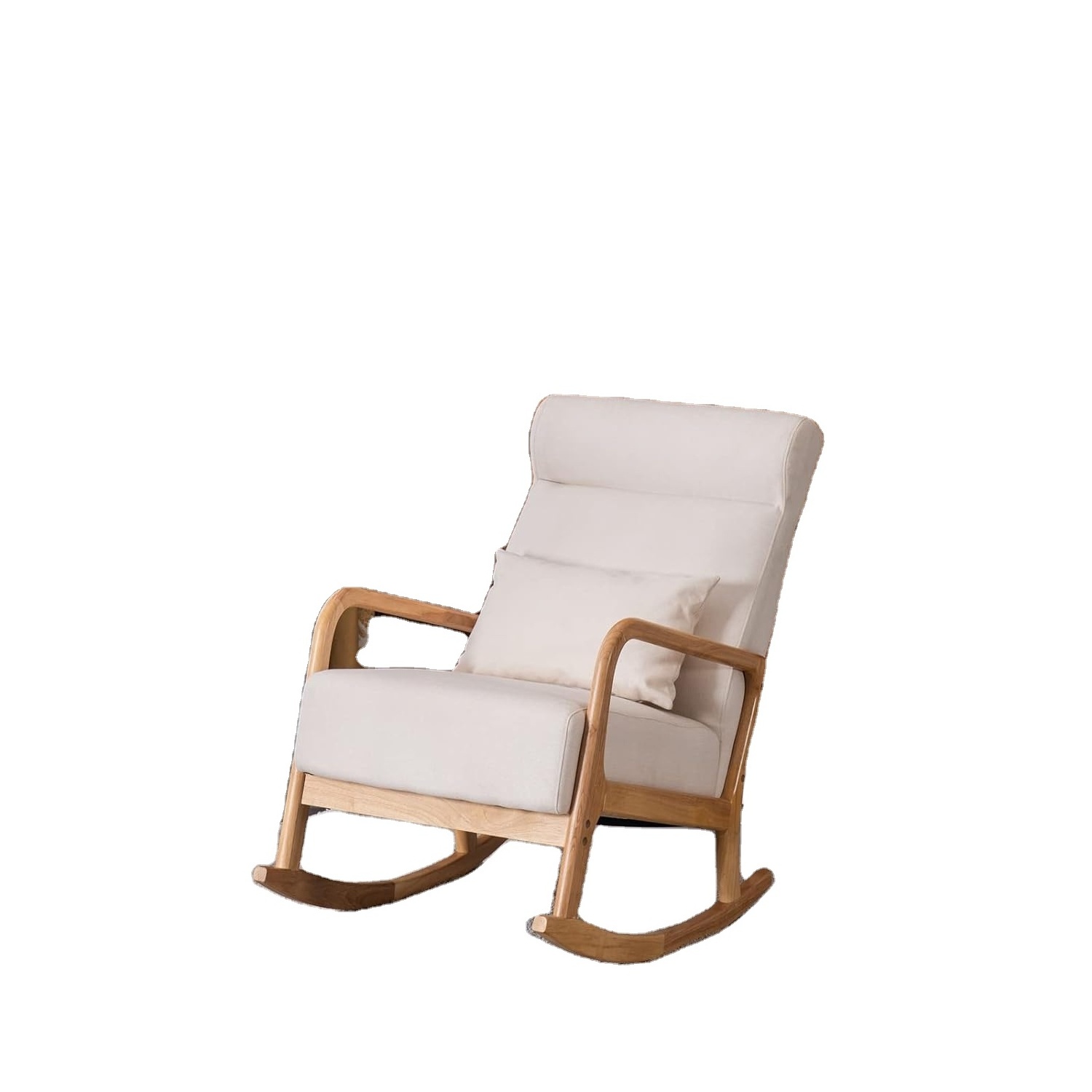 Scandinavian solid wood with wooden armrests upholstered glider rocking chair elderly chair home reclining lazy person reclining