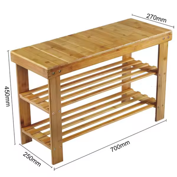 Double layered shoe rack Simple bamboo furniture Multi functional storage shoe stool and shoe cabinet