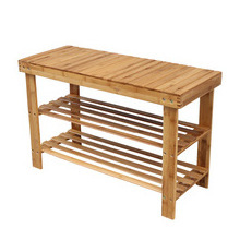 Double layered shoe rack Simple bamboo furniture Multi functional storage shoe stool and shoe cabinet