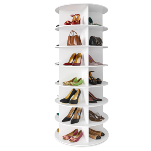 Spinning Shoe Display  Revolving 360 Shoe Rack Storage Round Carousel, Vertical Handbag Rotate Shoes Closet Organization