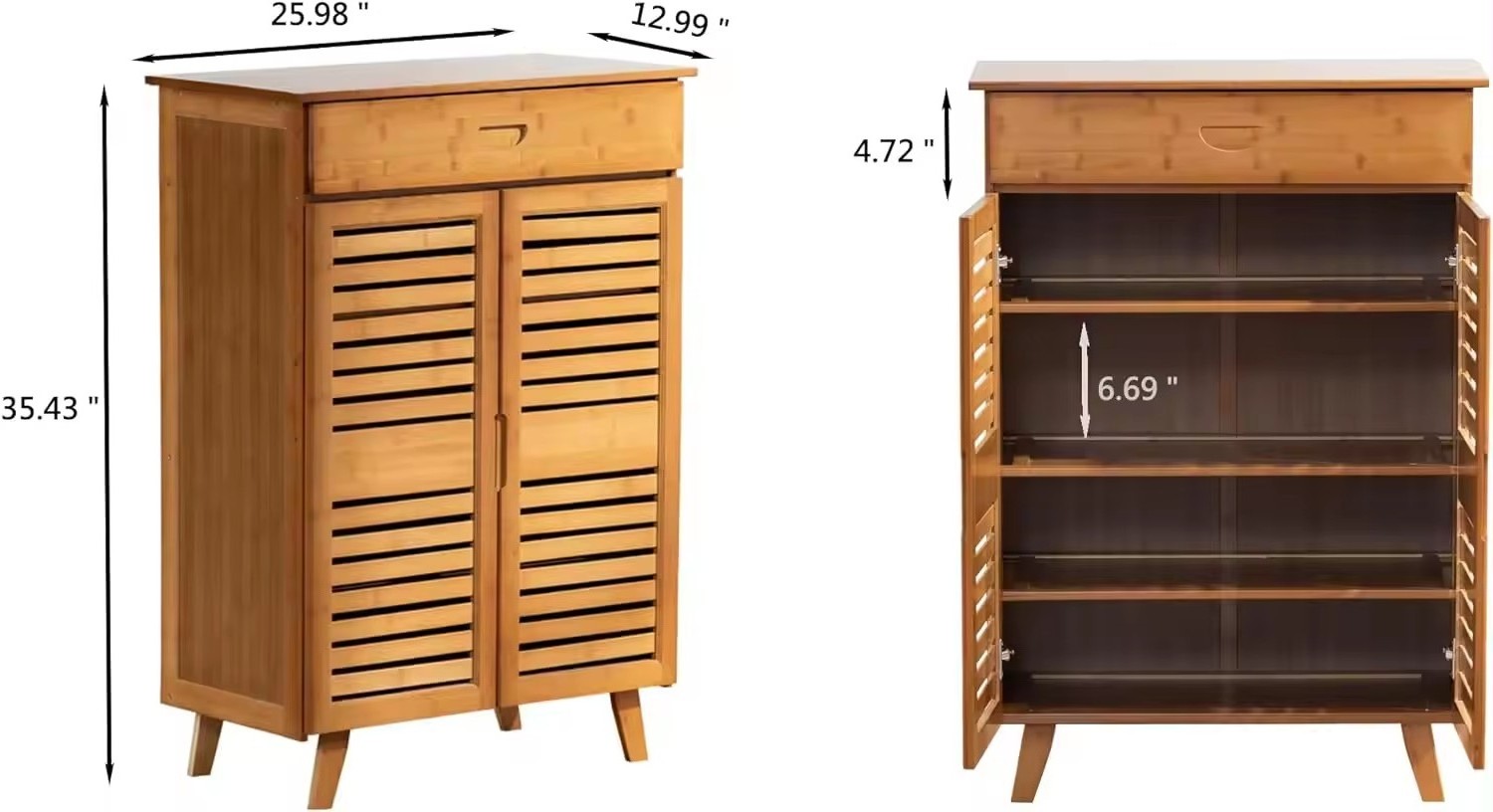 Simple Design 4 Tier Shoe Rack Storage Cabinet with 2 Doors for Entryway