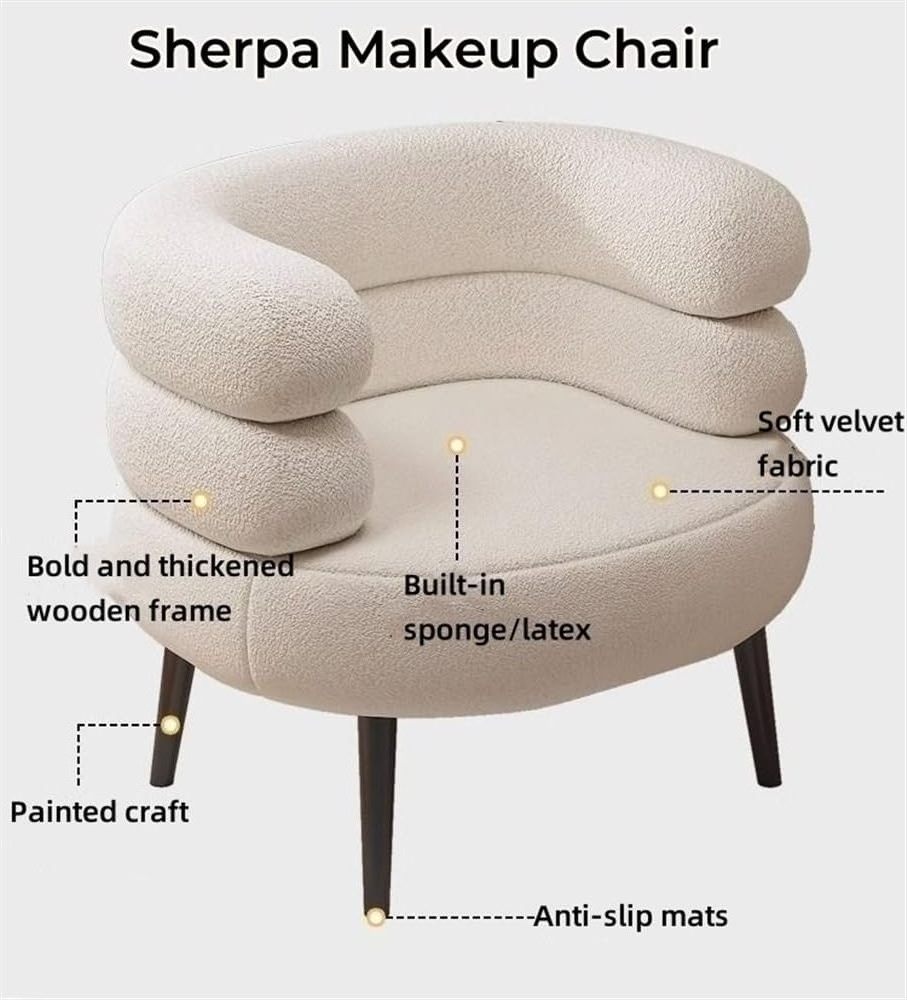 Scandinavian Simplicity Sherpa Accent Chair for Living Room Cozy Fuzzy Armchair Reading Chair with Metal Legs, Modern Club Chair