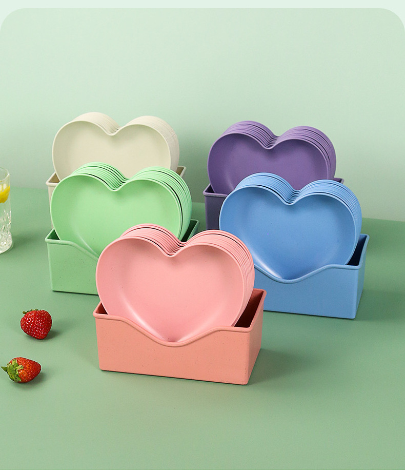 Snack Serving Plate with Base, Creative Heart Shape Bone Dishes Plastic Salad Platters Decorative Food