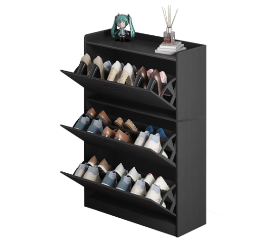 18 Pair Shoe Storage Cabinet with 3 Flip Drawers, Hidden Shoe Rack Organizer for Entryway, Tall Shoe Rack Shelf