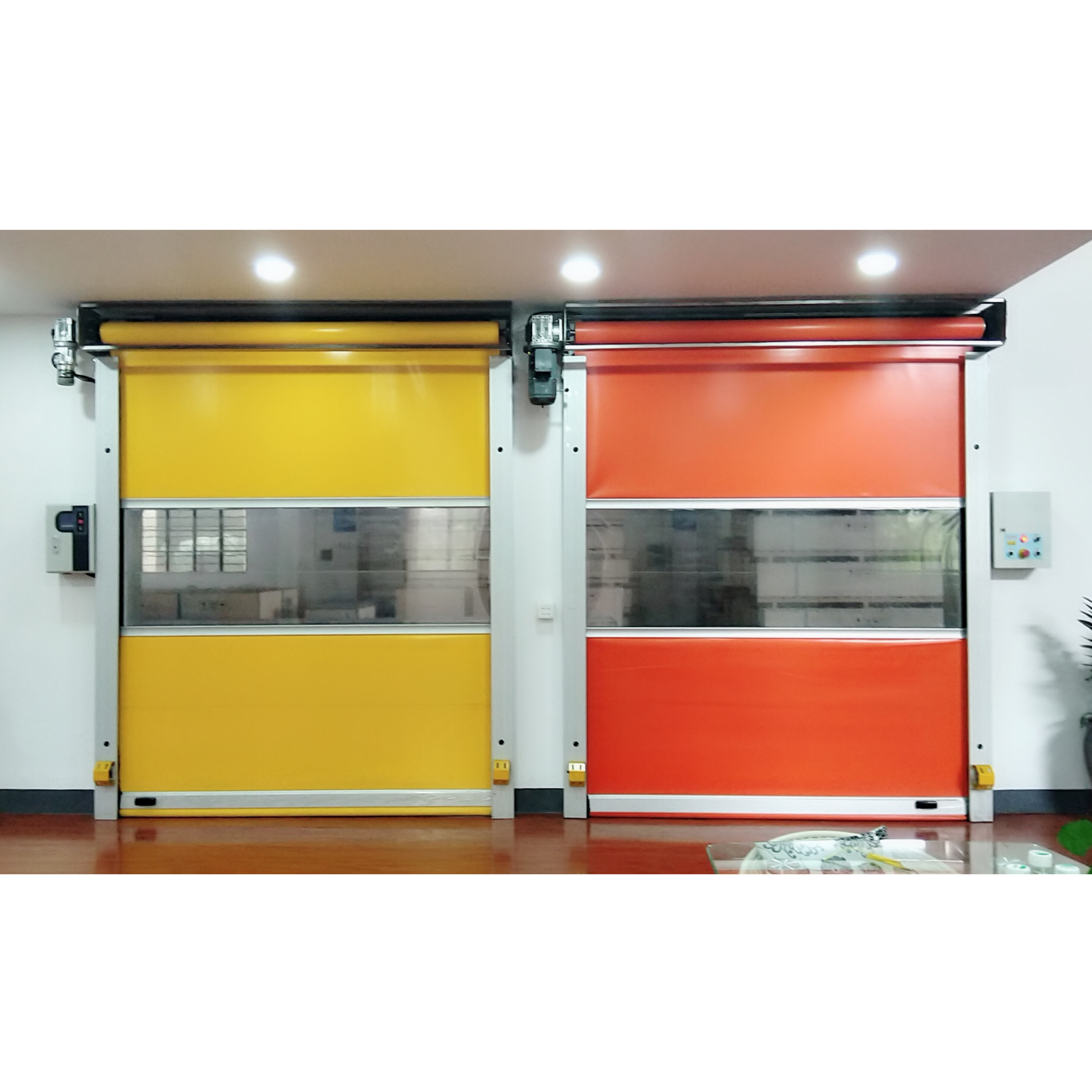 Guangzhou QX aluminum alloy frame automatic fast speed yellow door in freezer room