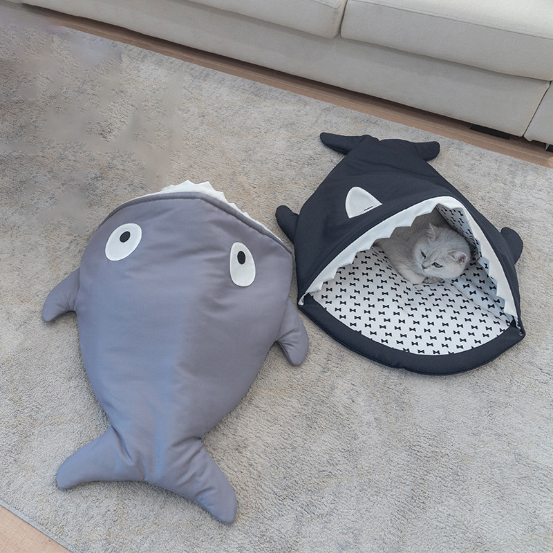 Factory OEM four seasons Durable Use Cat Dog Pet Bed Luxury Breathable Shark Shaped Washable Cat tent Pet Dog Bed